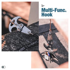 Compact stainless steel multi-purpose outdoor hook with auto-grip claw