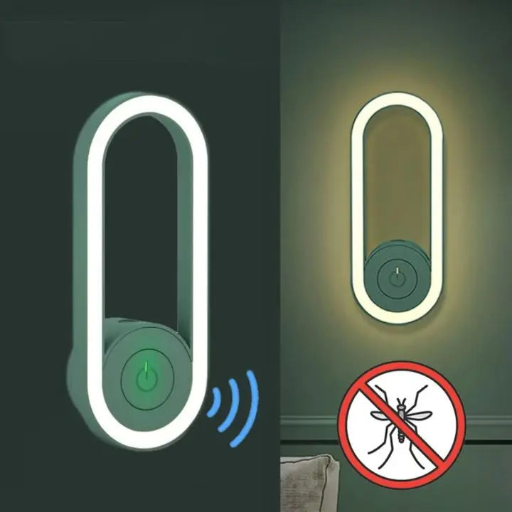 Compact ultrasound mosquito repellent device with LED light