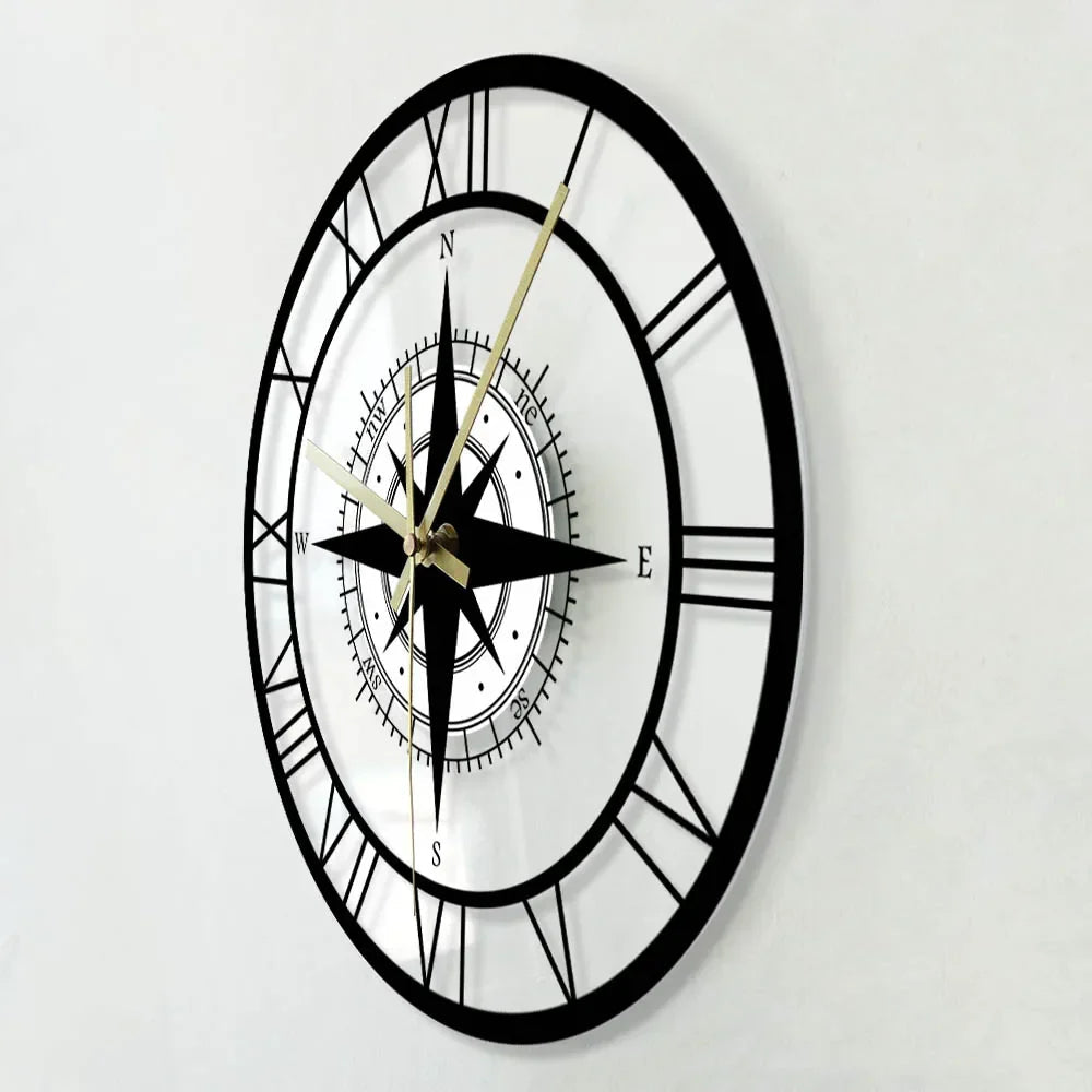 Nautical Compass Wall Clock