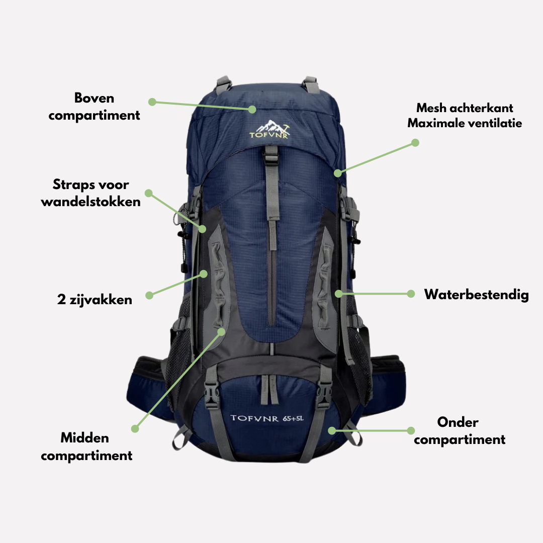 TrailBlazer Backpack – Robust 65L Waterproof Backpack