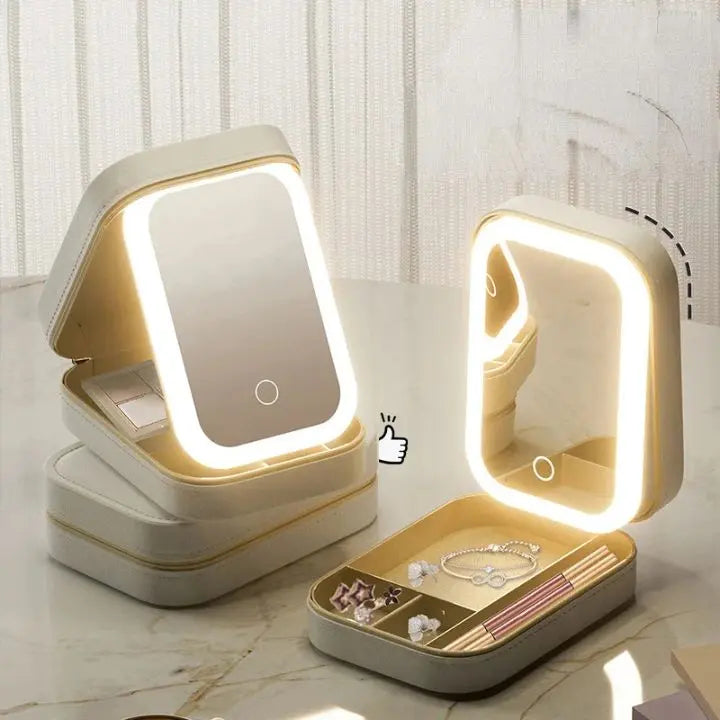 Cosmetic case with LED mirror – Makeup & Organize anywhere