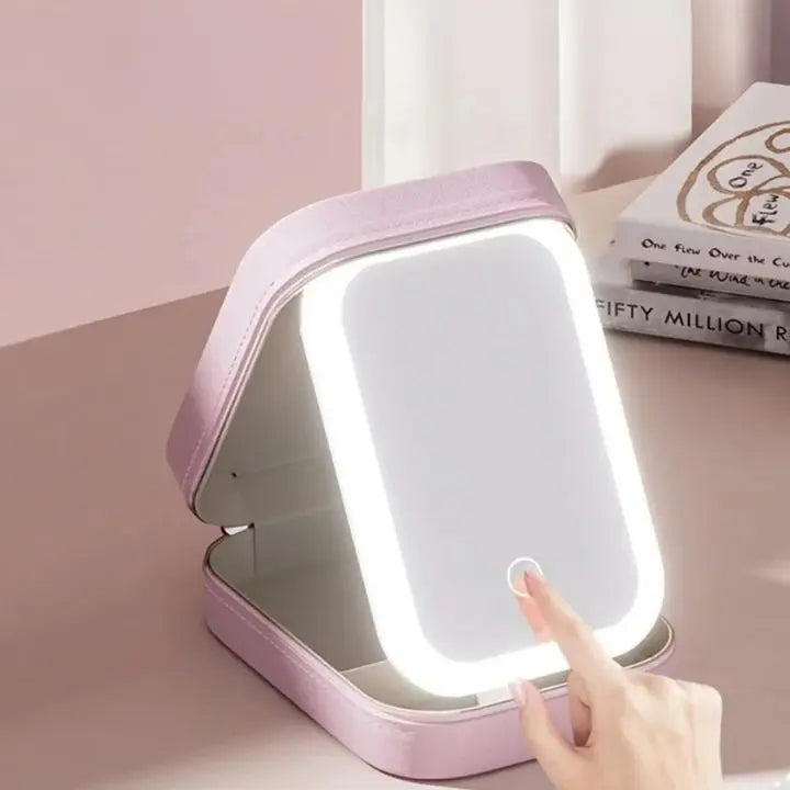 Cosmetic case with LED mirror – Makeup & Organize anywhere