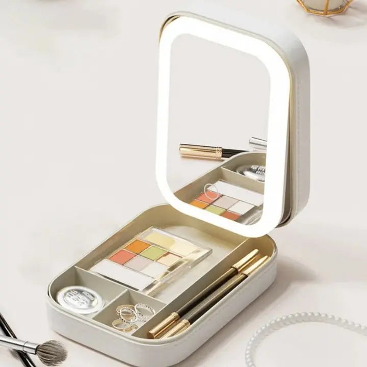 Cosmetic case with LED mirror – Makeup & Organize anywhere