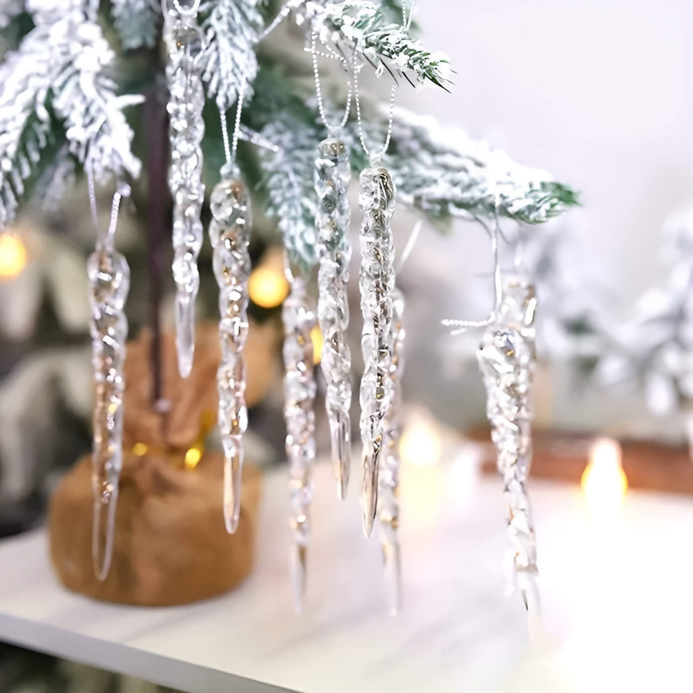 Crystal Icicle Pendant | Elegant Christmas Decoration for Windows