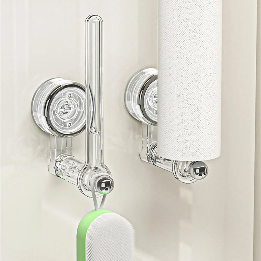 Kitchen roll holder with vacuum suction cup – Drill-free & reusable