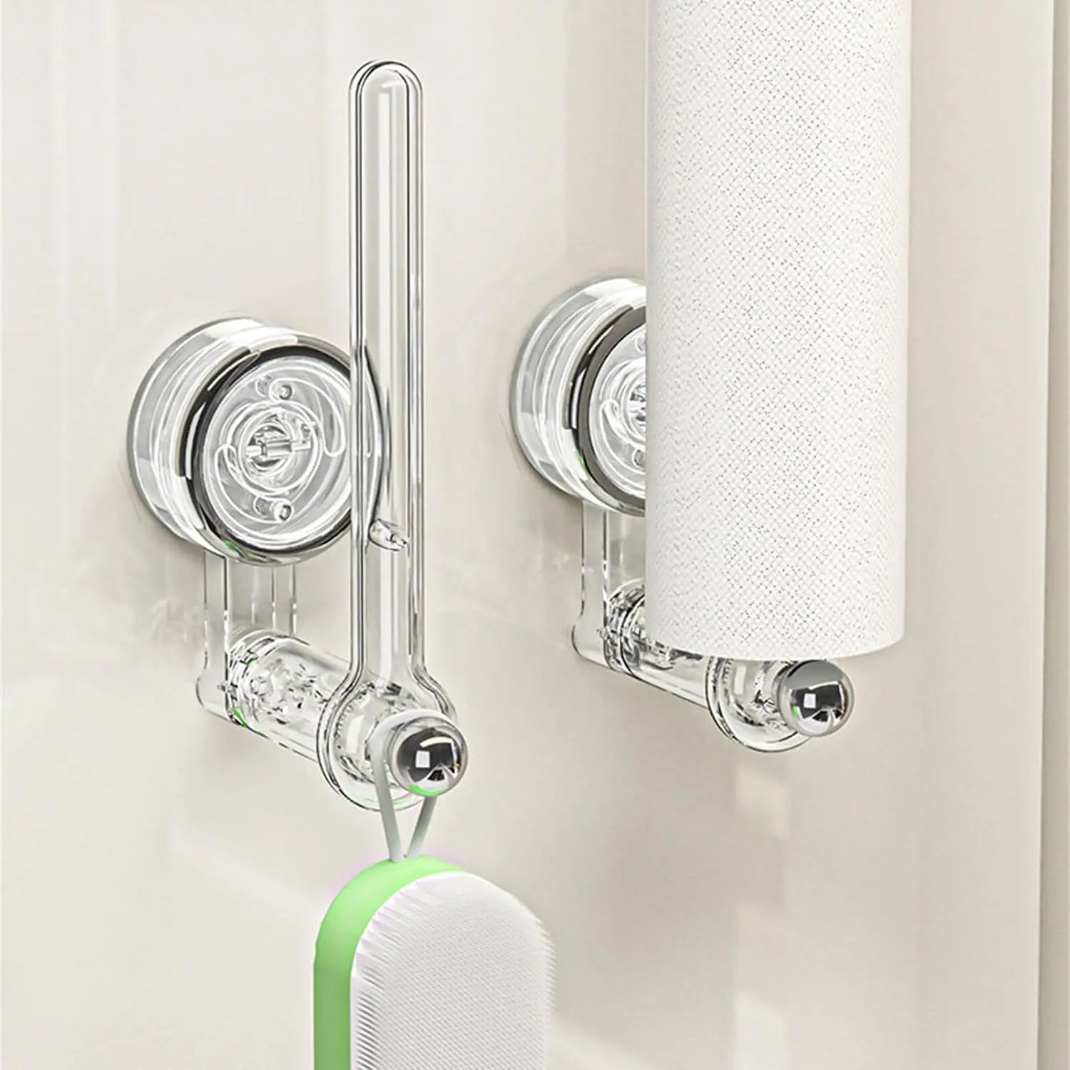 Kitchen roll holder with vacuum suction cup – Drill-free & reusable