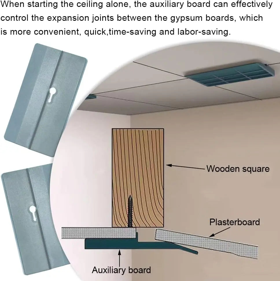 Plastic ceiling panel mounting plates for easy one-person installation