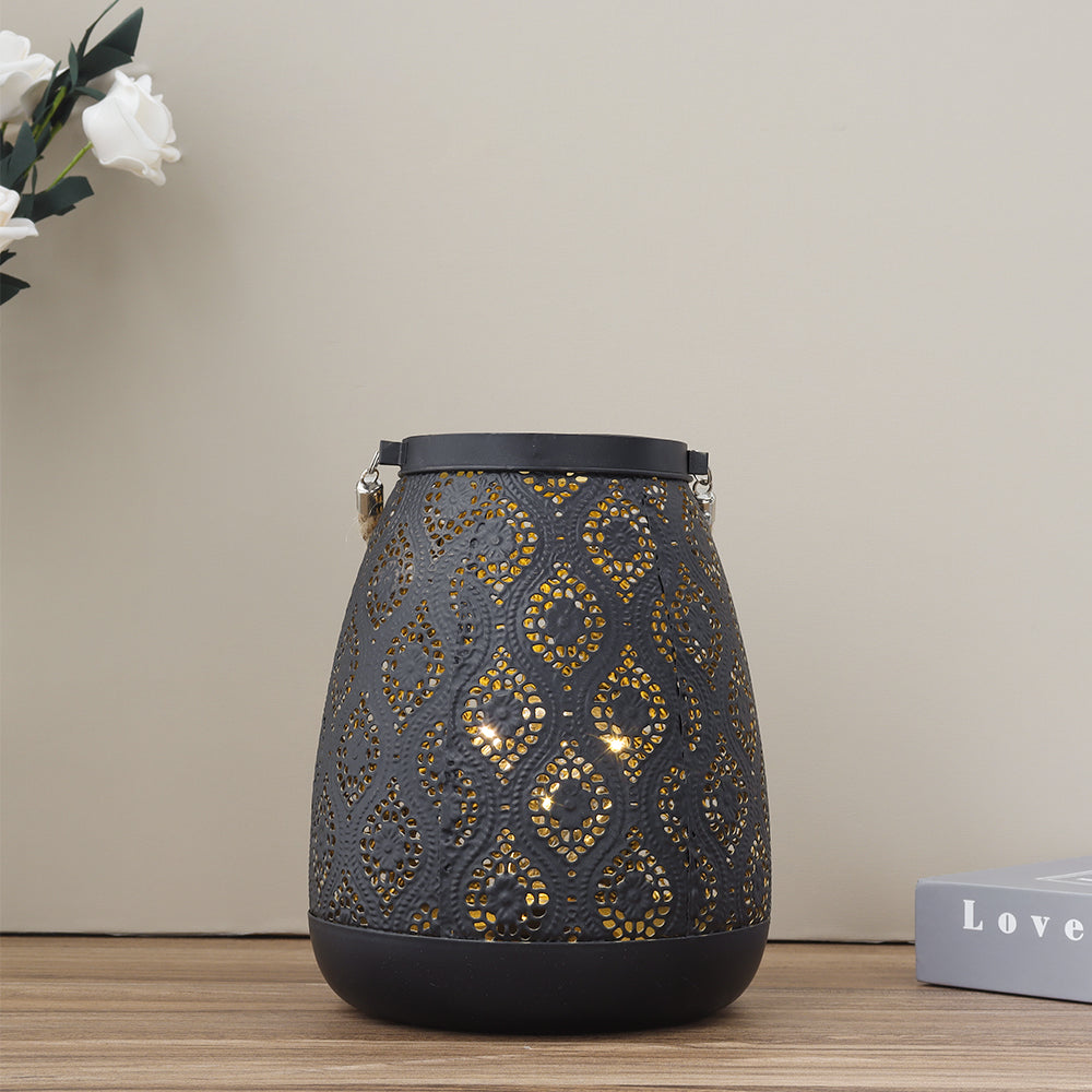 Moroccan Style Black Metal Battery Operated Table Lamp - Cordless Lamp