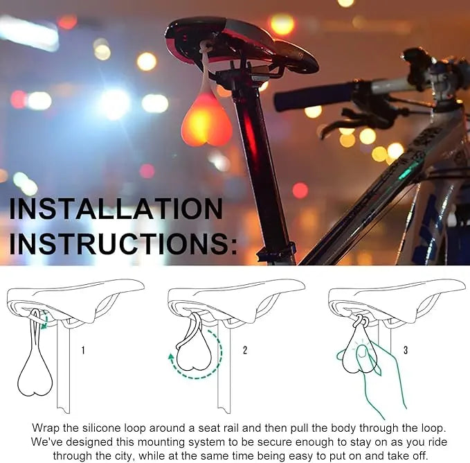 LED bicycle rear light in heart shape – For better visibility in road traffic