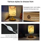 Dimmable LED bedside lamp with fabric shade in plum blossom – Perfect bedroom night lamp
