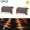 12 PCS Solar Powered LED Outdoor Step Light IP65 Waterproof Garden Lamp, Warm White Light (Brown)