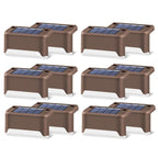 12 PCS Solar Powered LED Outdoor Step Light IP65 Waterproof Garden Lamp, Warm White Light (Brown)