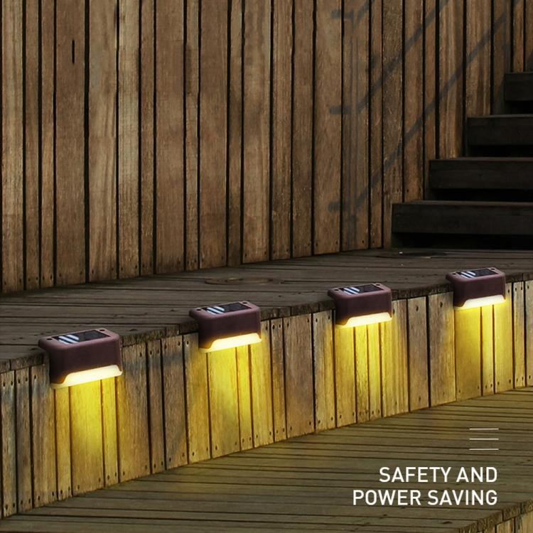 12 PCS Solar Powered LED Outdoor Step Light IP65 Waterproof Garden Lamp, Warm White Light (Brown)