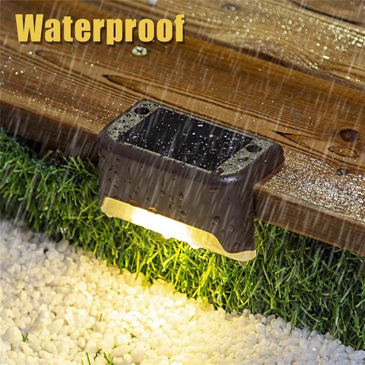 12 PCS Solar Powered LED Outdoor Step Light IP65 Waterproof Garden Lamp, Warm White Light (Brown)