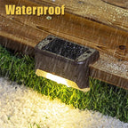12 PCS Solar Powered LED Outdoor Step Light IP65 Waterproof Garden Lamp, Warm White Light (Brown)