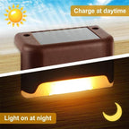12 PCS Solar Powered LED Outdoor Step Light IP65 Waterproof Garden Lamp, Warm White Light (Brown)