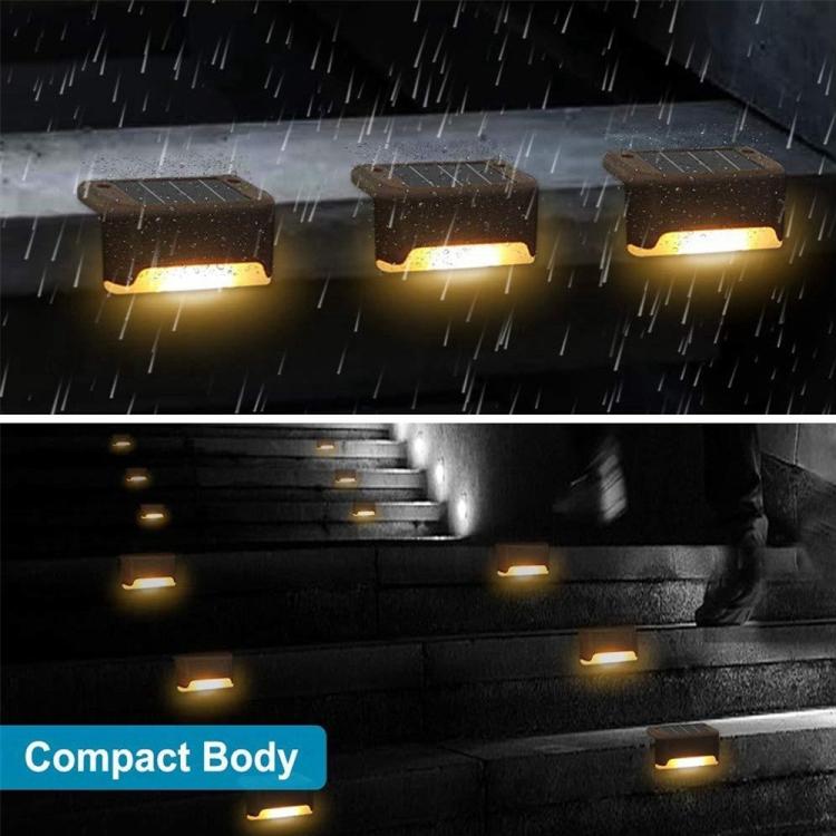 12 PCS Solar Powered LED Outdoor Step Light IP65 Waterproof Garden Lamp, Warm White Light (Brown)