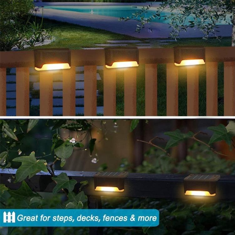 12 PCS Solar Powered LED Outdoor Step Light IP65 Waterproof Garden Lamp, Warm White Light (Brown)