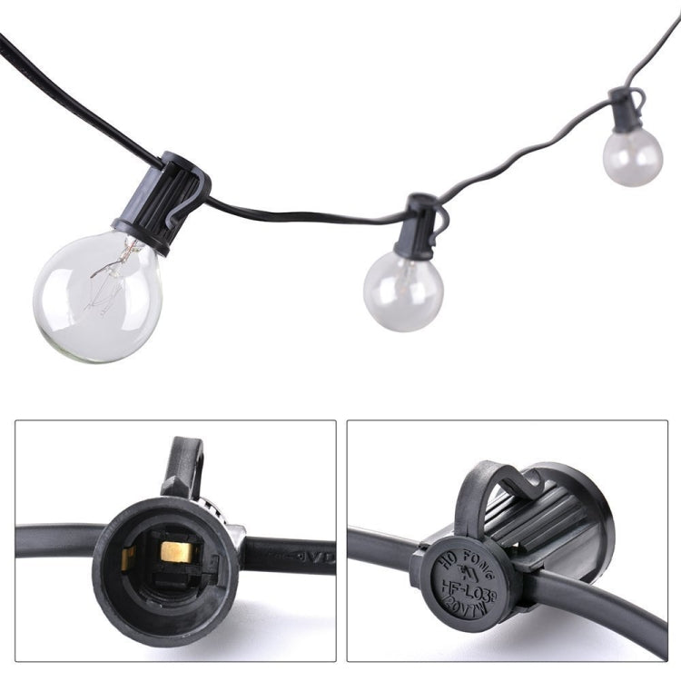 G40-EU-25 G40 7.6m 175W E12 IP44 waterproof Retro Filament light bulbs string, 25 light bulbs LED decorative lamp for garden, construction, bar, party, wedding, AC 220V, EU plug (Warm White)