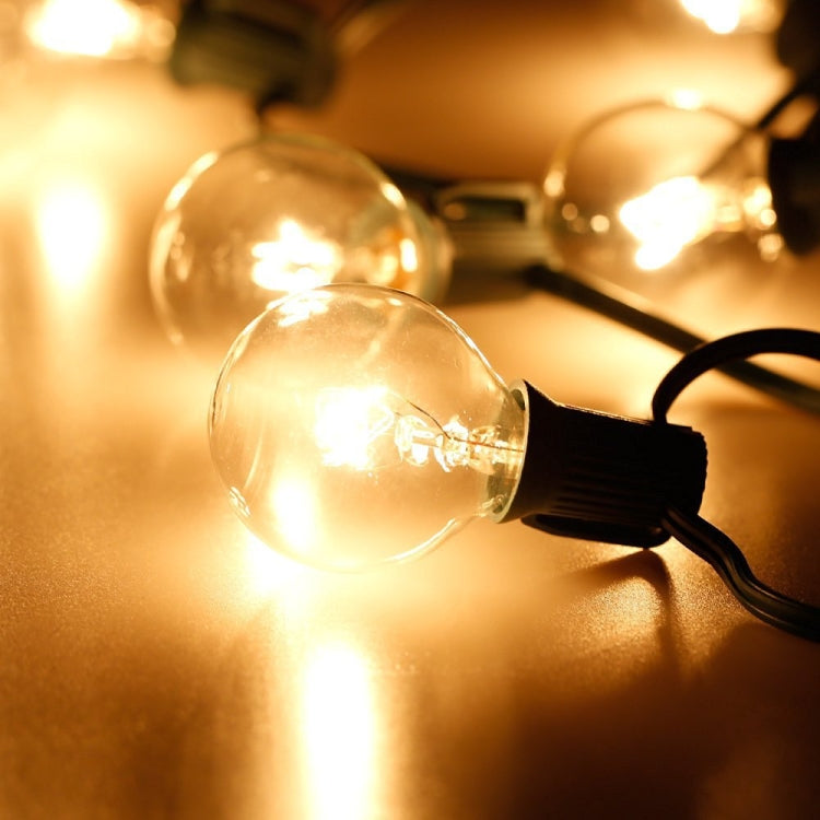G40-EU-25 G40 7.6m 175W E12 IP44 waterproof Retro Filament light bulbs string, 25 light bulbs LED decorative lamp for garden, construction, bar, party, wedding, AC 220V, EU plug (Warm White)