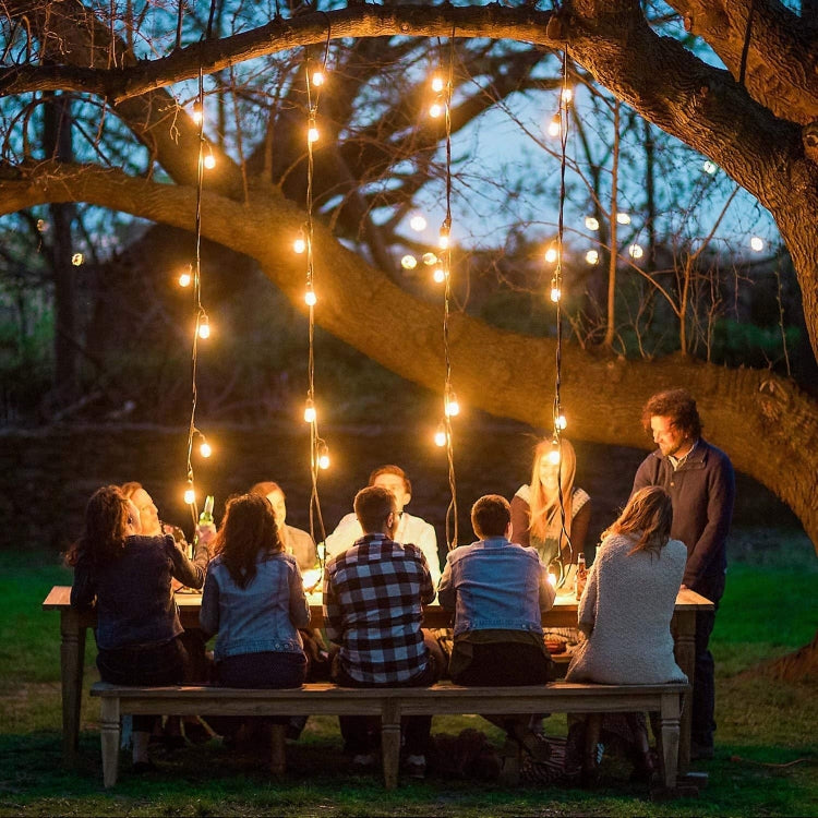 G40-EU-25 G40 7.6m 175W E12 IP44 waterproof Retro Filament light bulbs string, 25 light bulbs LED decorative lamp for garden, construction, bar, party, wedding, AC 220V, EU plug (Warm White)