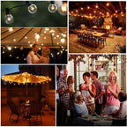 G40-EU-25 G40 7.6m 175W E12 IP44 waterproof Retro Filament light bulbs string, 25 light bulbs LED decorative lamp for garden, construction, bar, party, wedding, AC 220V, EU plug (Warm White)
