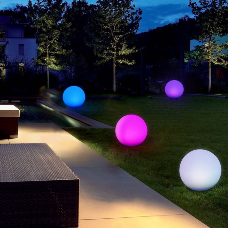 LEH-42321 40cm Round Ball Solar Power Lamp, Floating Garden Color Changing LED Light with 0.7W Monocrystalline Silicon Solar Panel & Remote Control (White)