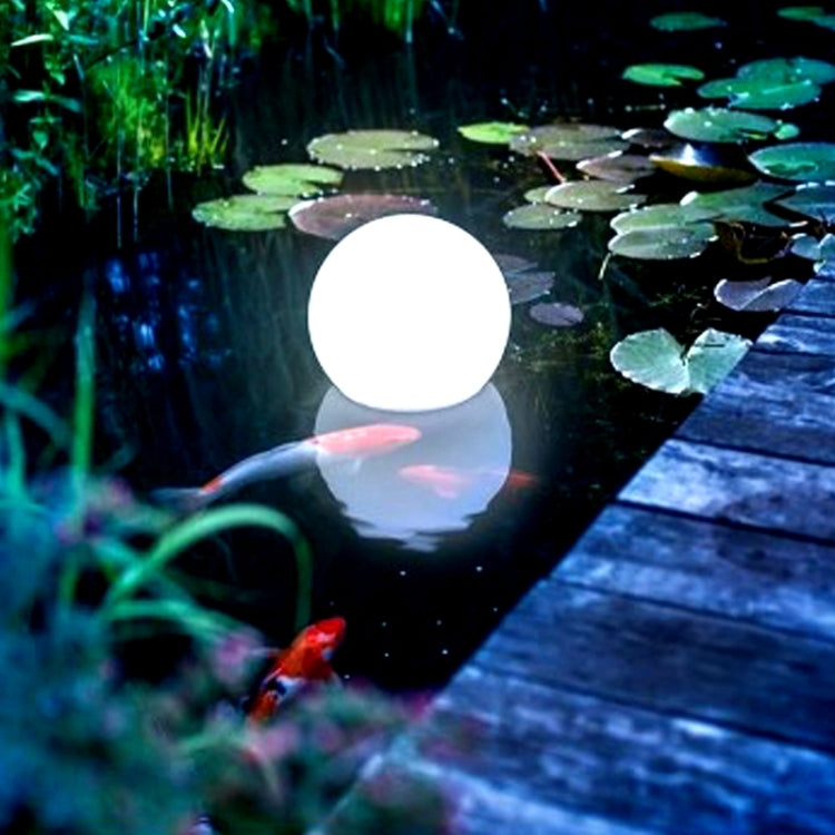 LEH-42321 40cm Round Ball Solar Power Lamp, Floating Garden Color Changing LED Light with 0.7W Monocrystalline Silicon Solar Panel & Remote Control (White)
