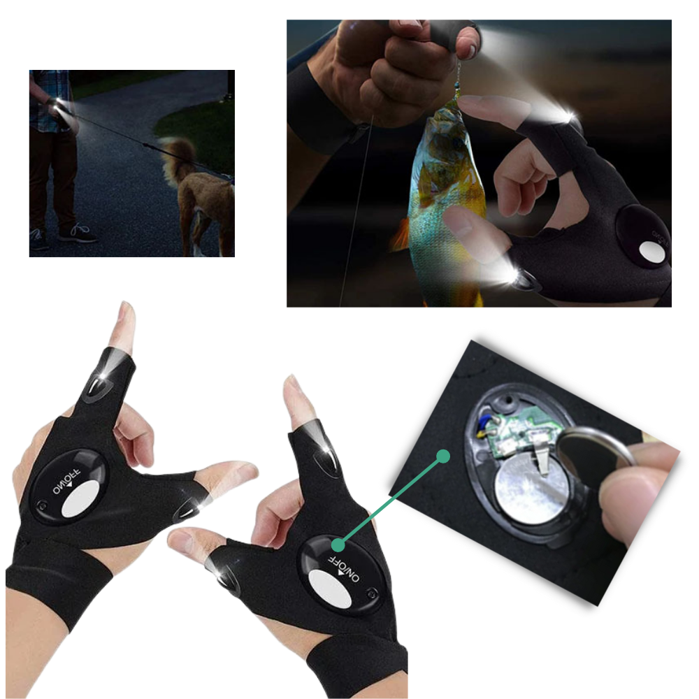 Set of LED gloves with waterproof lights