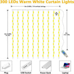 Luminora LED Gordijnverlichting – 300 Warmwitte Lampjes met Afstandsbediening, USB & Timerfunctie (IP65 Waterdicht)