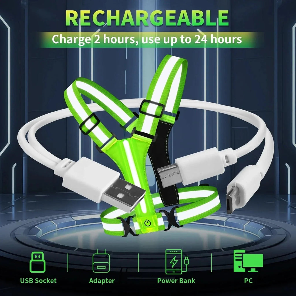 Rechargeable LED Running Vest with 360° Reflective Visibility