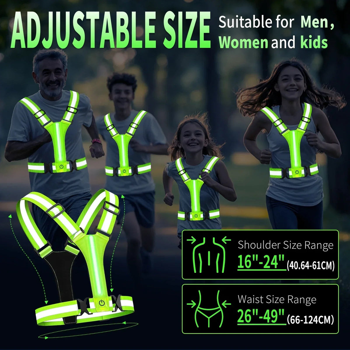 LED Running Vest – Rechargeable Safety Vest with Reflective Strips