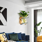 LED Wall Vase Lamp made of Wood & Aluminum for Stylish Outdoor Areas