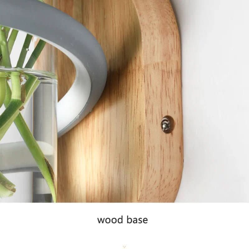 LED Wall Vase Lamp made of Wood & Aluminum for Stylish Outdoor Areas