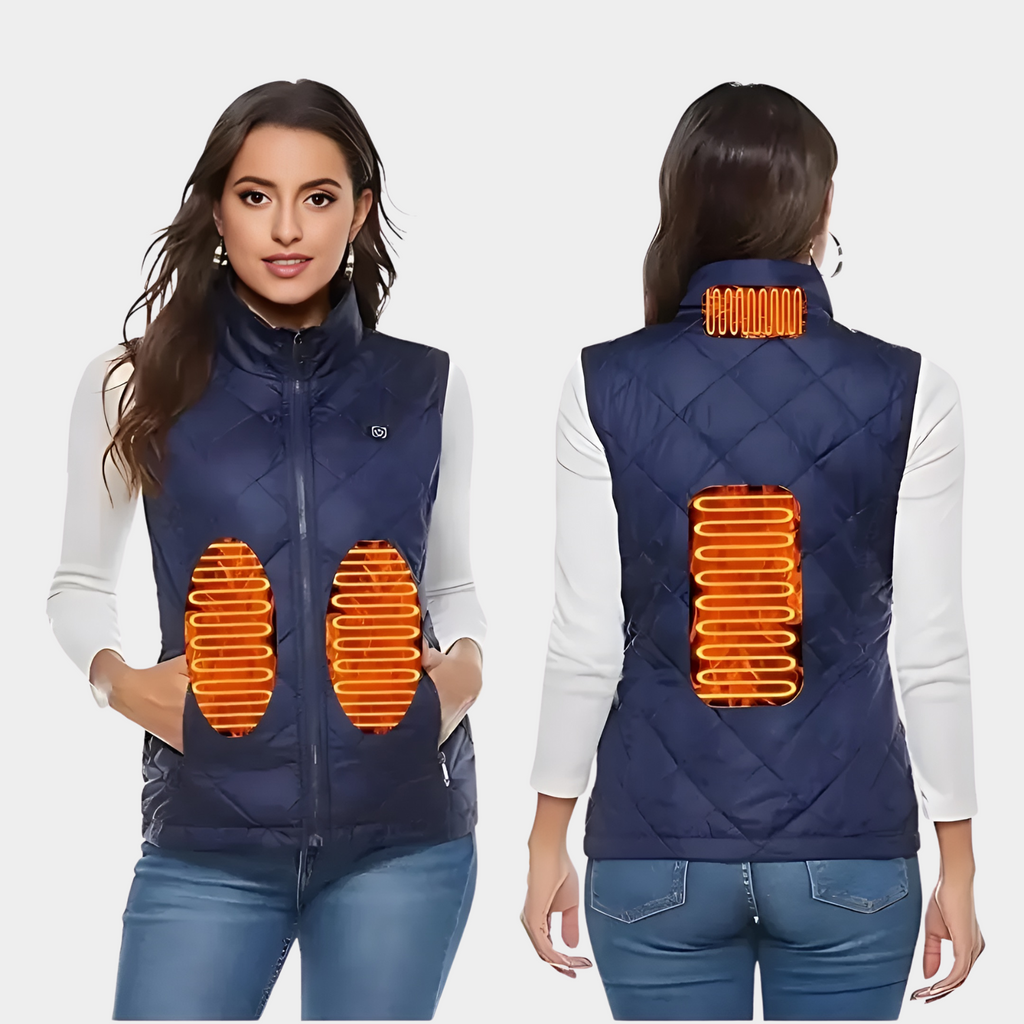 Heated vest for women with dual control and 9 heating zones – comfort and warmth for every season