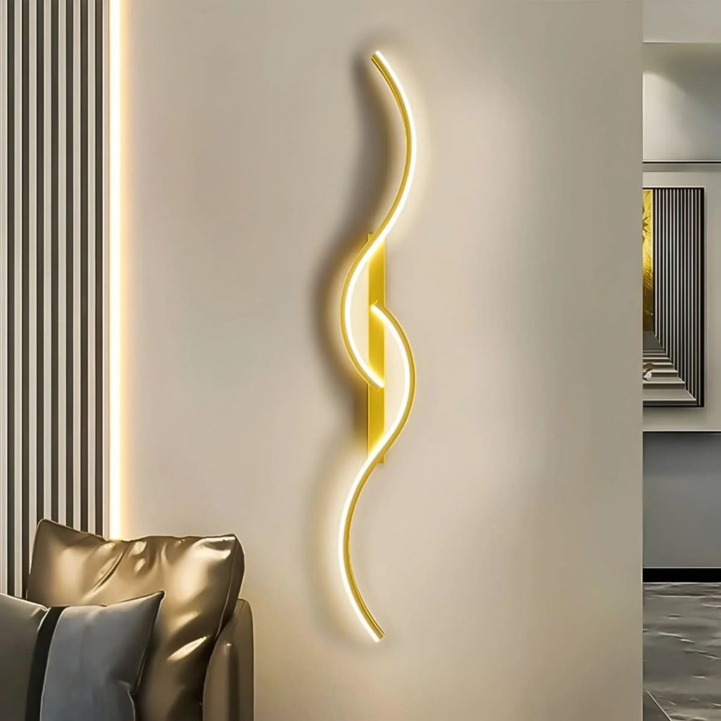 Modern curved LED wall lamp for atmospheric lighting