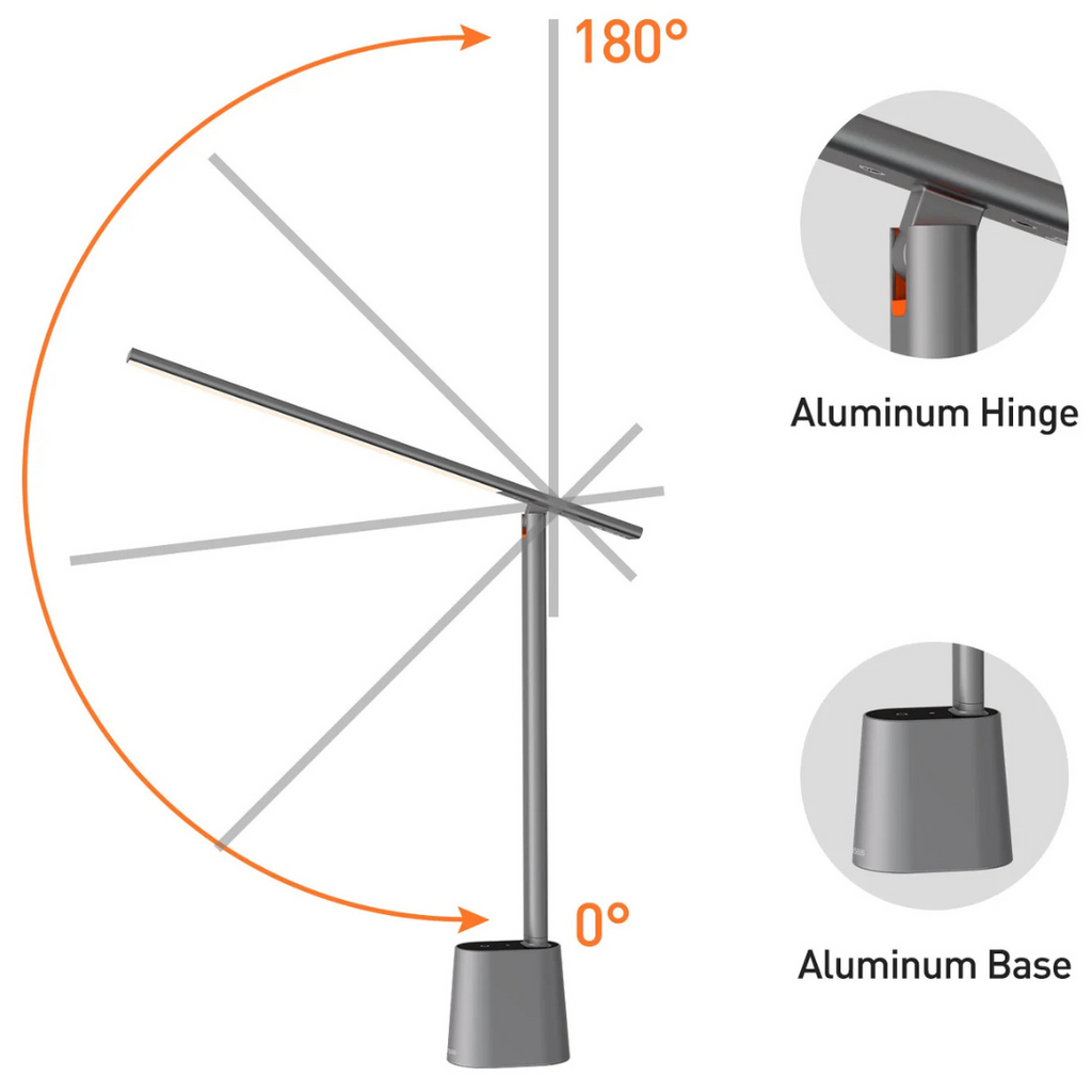 Intelligent LED desk lamp with foldable & dimmable design