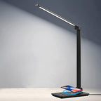 LED desk lamp with wireless charging and adjustable brightness