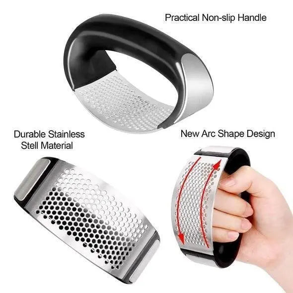Durable garlic press made of stainless steel for effortless crushing