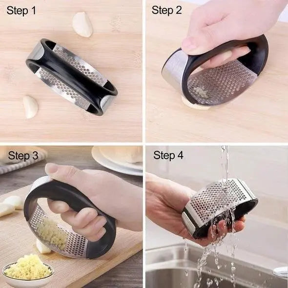 Durable garlic press made of stainless steel for effortless crushing
