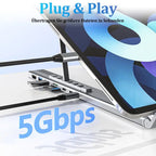 Foldable laptop stand with 8-in-1 hub – For tech enthusiasts & fast charging fans
