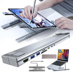 Foldable laptop stand with 8-in-1 hub – For tech enthusiasts & fast charging fans