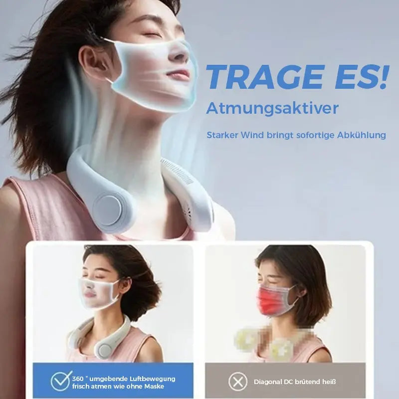 Silent Neck Fan – Hands-free, safe & ideal for summer activities
