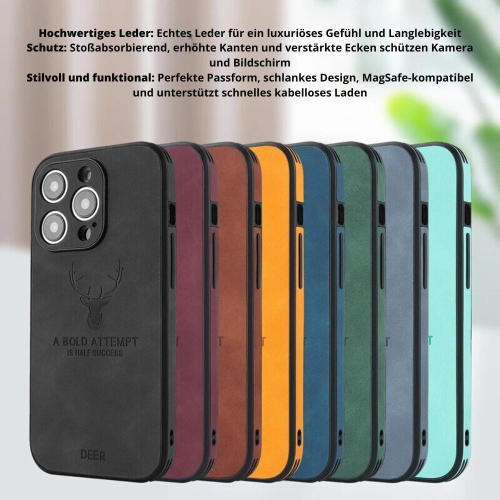 Deer - Luxury Leather iPhone Case with Stylish Design and Shockproof Protection