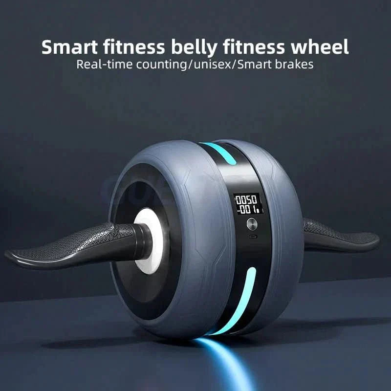Ab wheel with rebound & counting function for effective core training