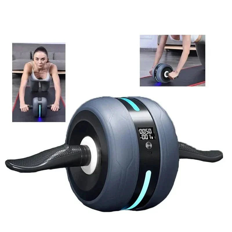 Ab wheel with rebound & counting function for effective core training