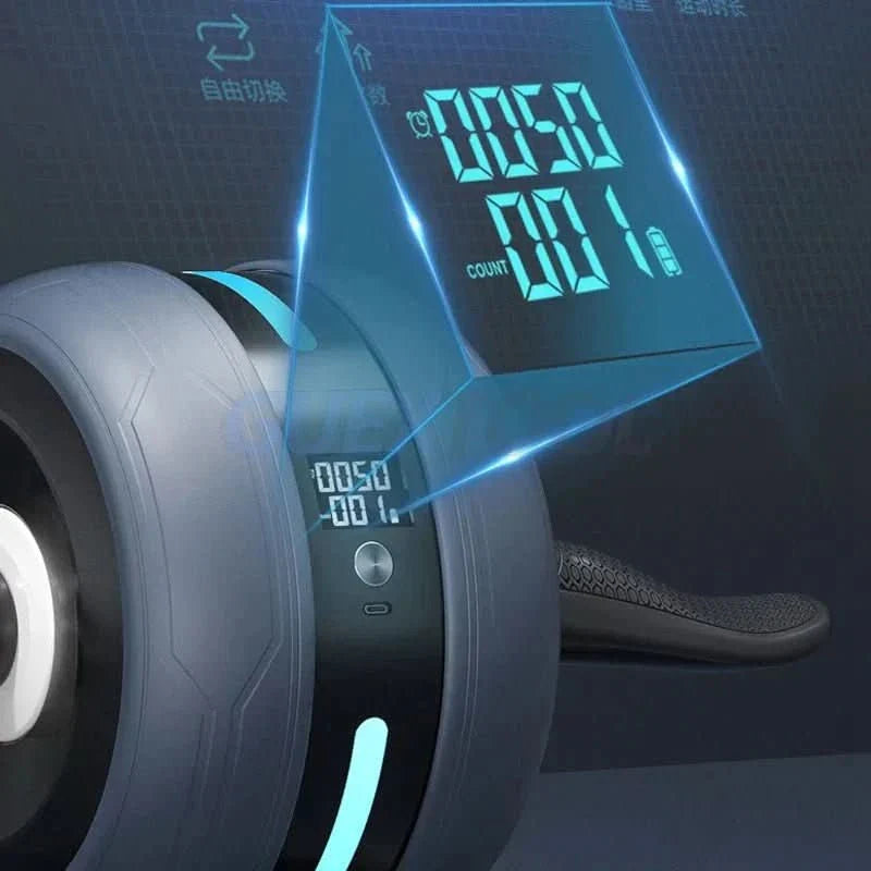 Ab wheel with rebound & counting function for effective core training
