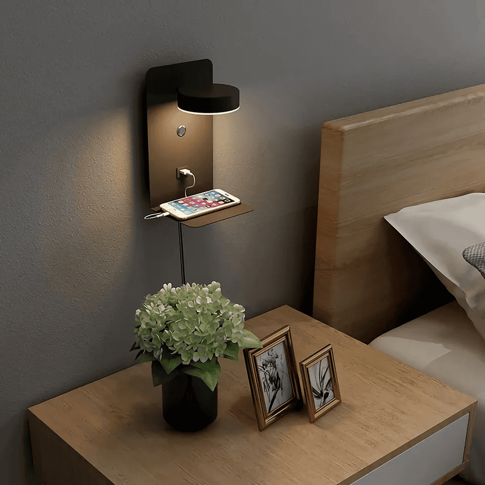 LED Wall Light with Shelf | Soft Glow, Modern Design & Ideal for Creating a Festive Atmosphere in Your Bedroom