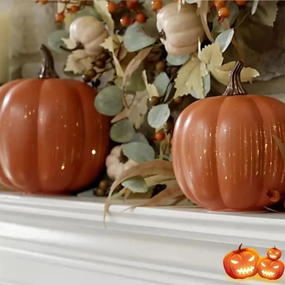 Illuminated Pumpkins with Star Light – Decorative Autumn Accent with Timer