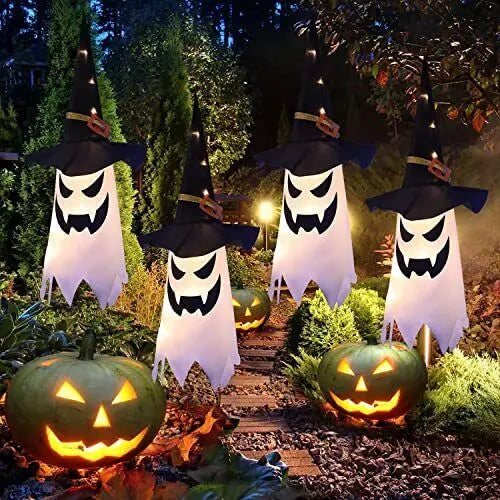 Glowing Witch Hat – LED Halloween Decoration for Outdoor Use with Flashing Modes